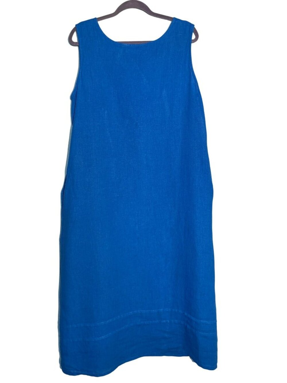 Bryn Walker Blue Sleeveless 100% Linen Shift Dress Made In USA Size M